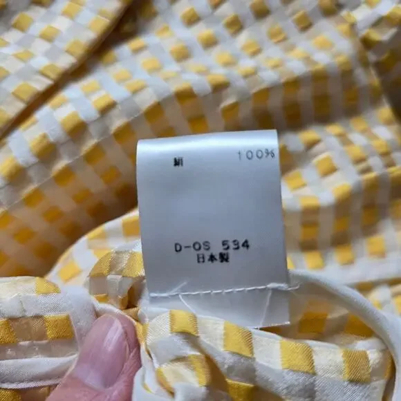 Guy Laroche Paris Silk Gingham Checked Jacket Blazer Yellow SZ-38 Made in Japan - Picture 5 of 7